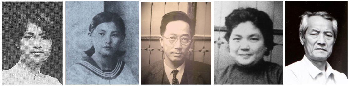 左一：鍾浩東（圖片取自兩岸犇報）/左二：蔣碧玉（圖片取自苦勞網）/左三：蕭道應（圖片取自兩岸犇報）/左四：黃素貞（圖片取自中國共產黨新聞網）/左五：李南鋒（圖片取自國家文化記憶庫））